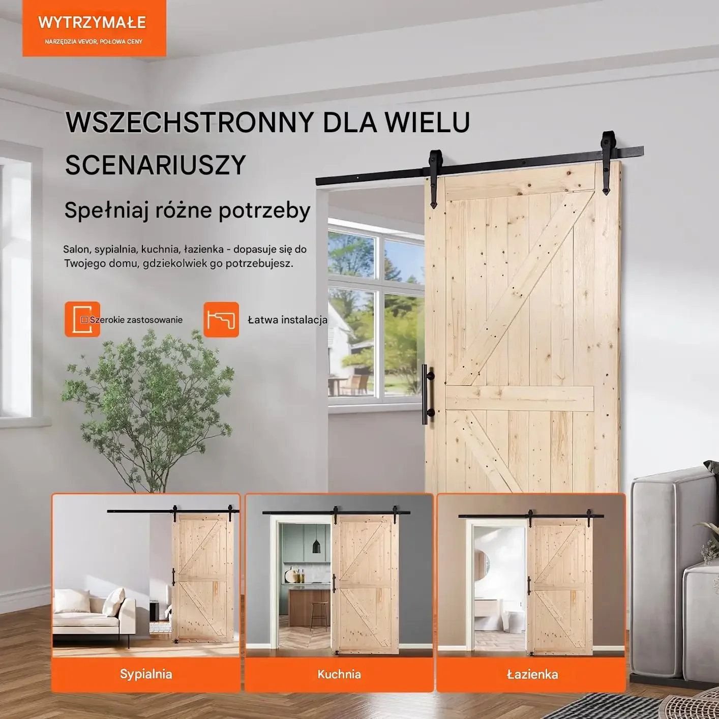 System drzwi przesuwnych 106,7x213,3 cm stalowe okucia loft - obrazek 6