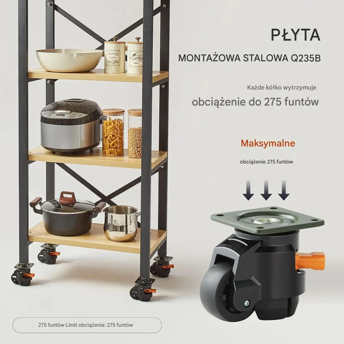 Kółka poziomujące 4 szt. 500kg obrotowe regulowane do stołu roboczego - obrazek 5