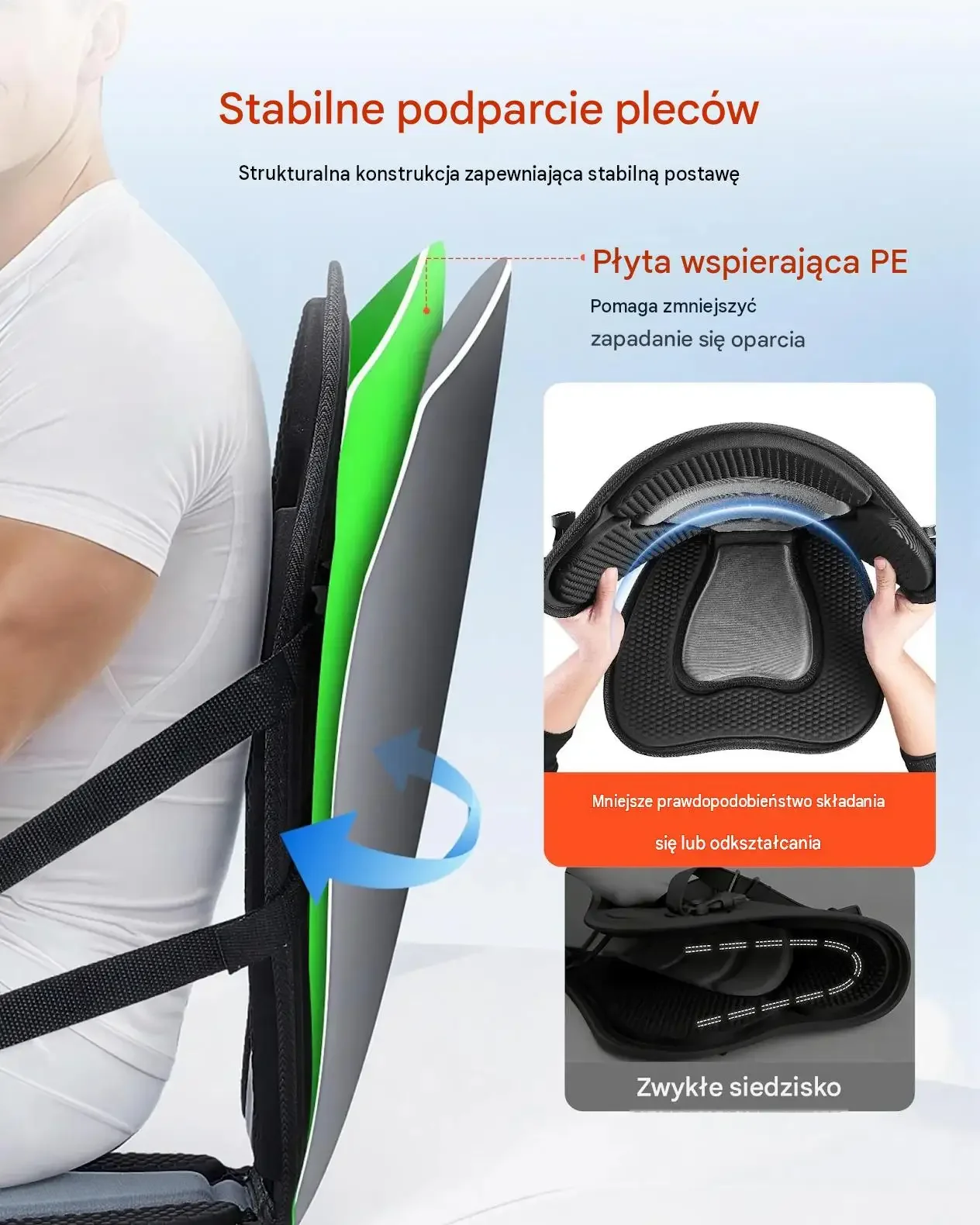 Siedzenie kajakowe czarne mocne oparcie poduszka SUP zestaw 2 sztuki 12 mm - obrazek 3