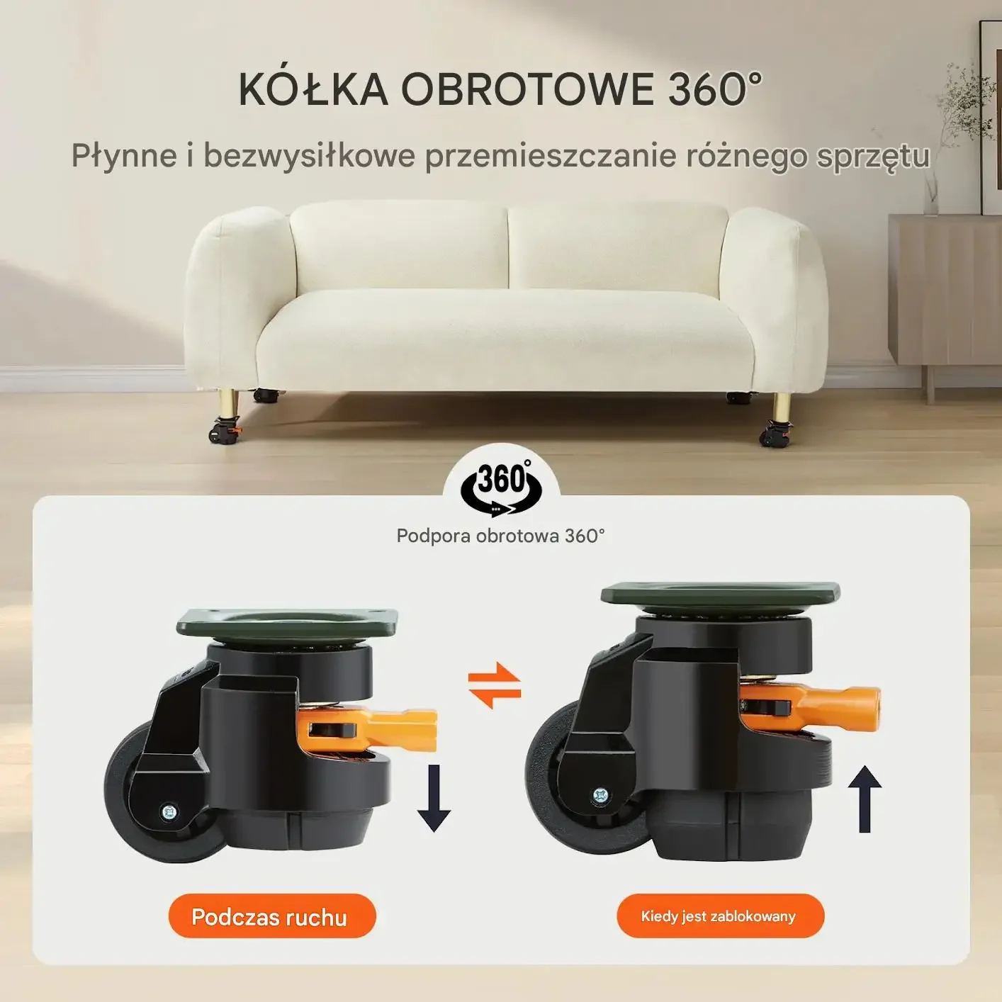 Kółka poziomujące 4 szt. 500kg obrotowe regulowane do stołu roboczego - obrazek 4