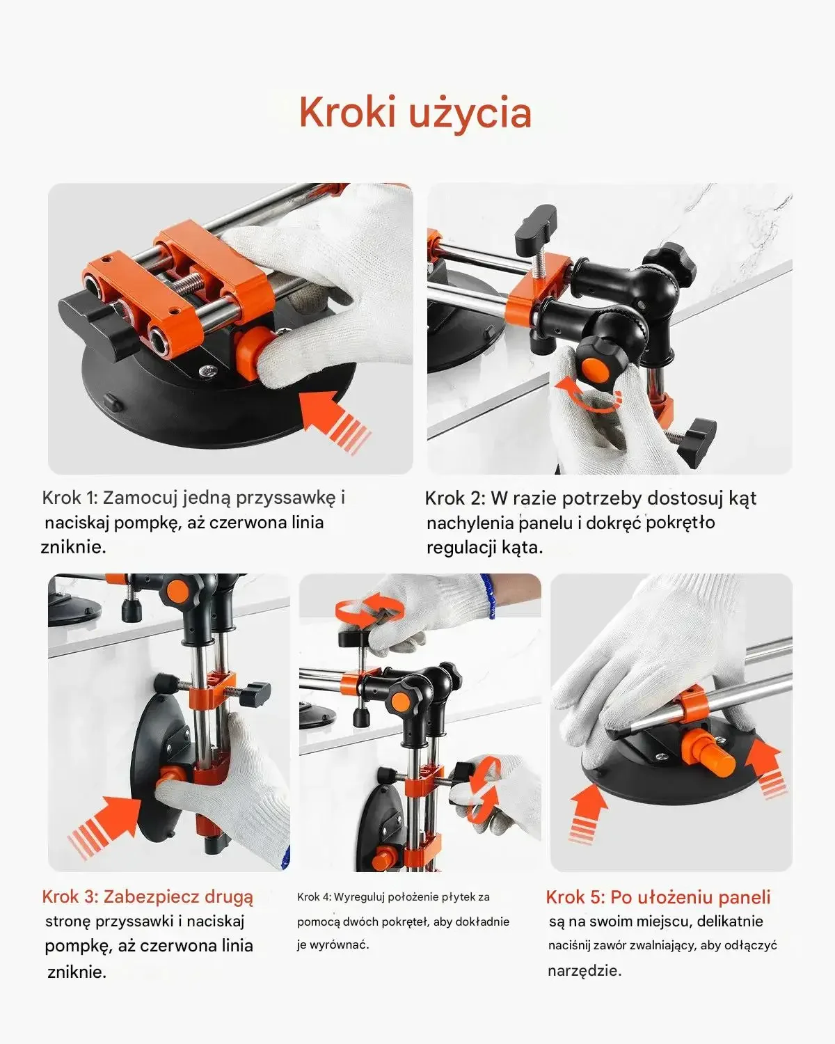 Przyssawki pozycjonujące podnośnik próżniowy zestaw 15 cm montaż szkło - obrazek 5
