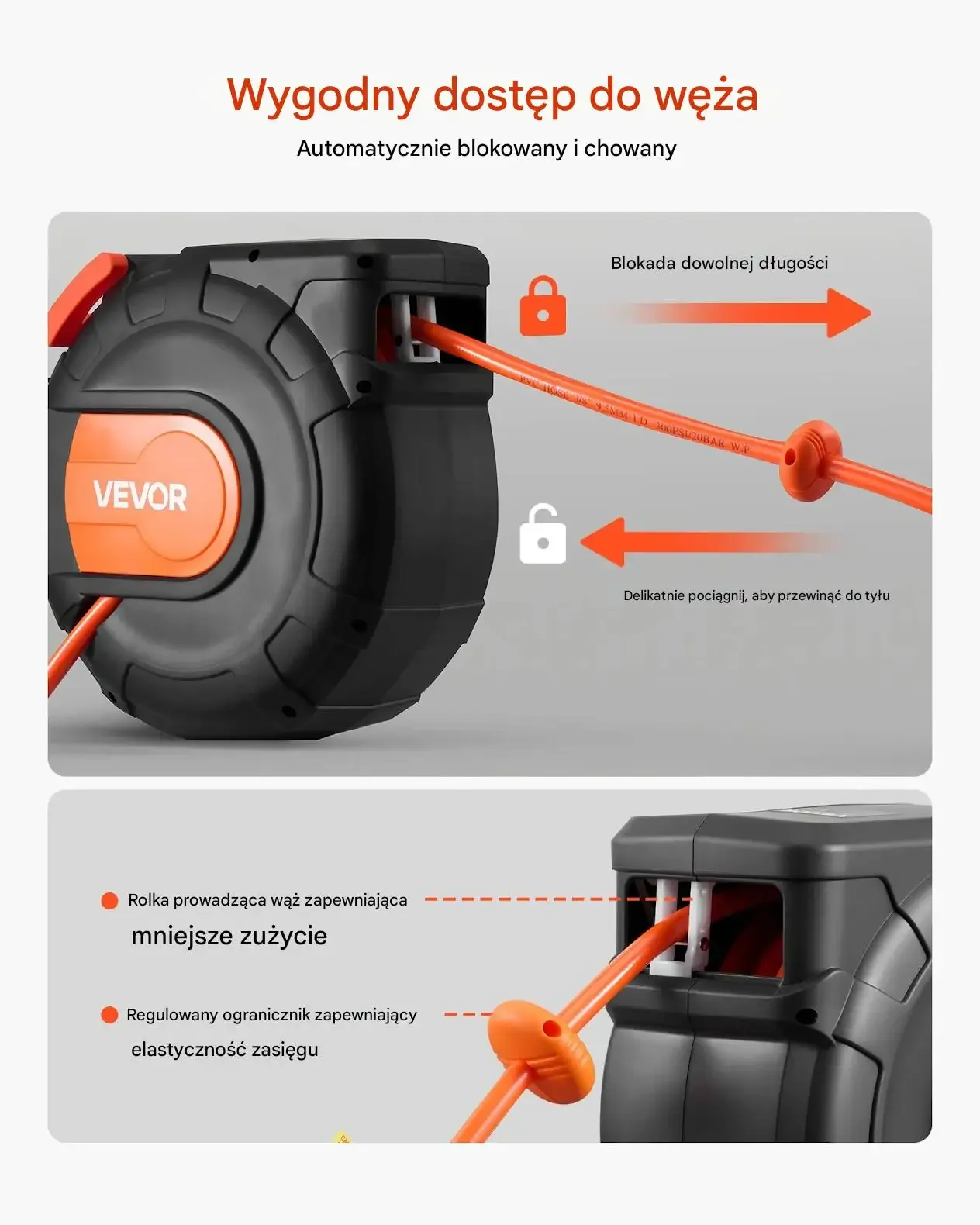 Zwijacz węża pneumatycznego 30 m 300 PSI automatyczny do warsztatu - obrazek 3