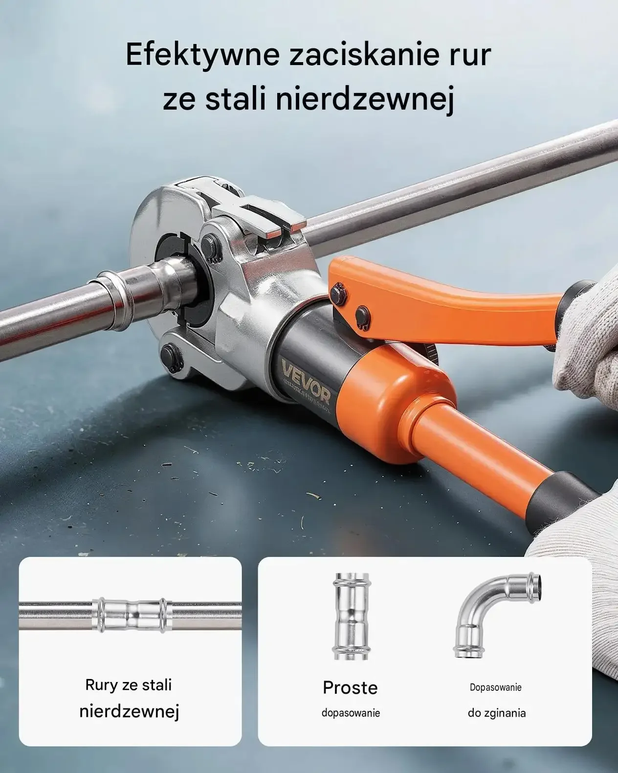 Zaciskarka hydrauliczna rur nierdzewnych mocna V12 V15 V18 V22 V28 5 szczęk - obrazek 5