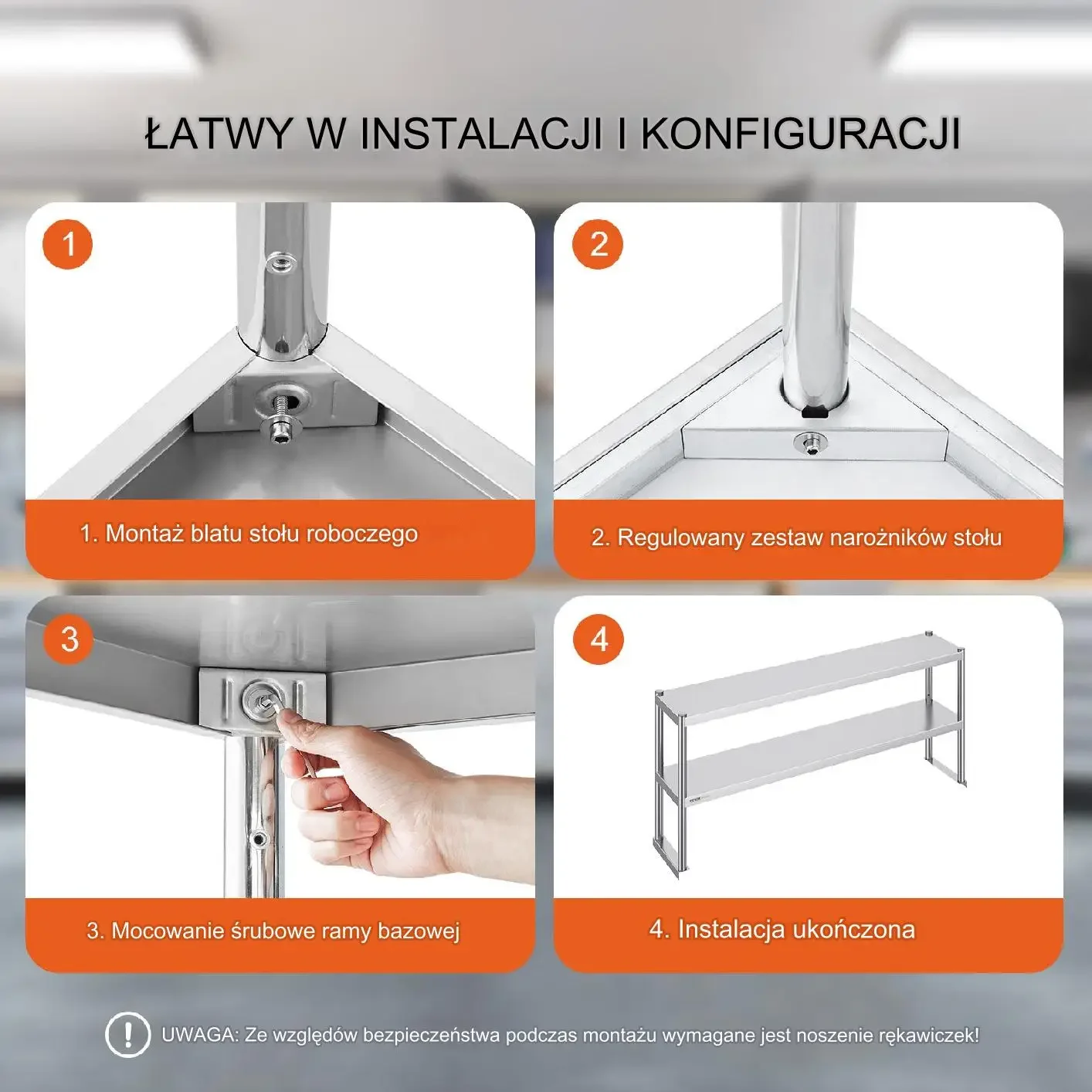 Stół roboczy dwupoziomowy 1524x305mm regulowane półki ze stali nierdzewnej - obrazek 5