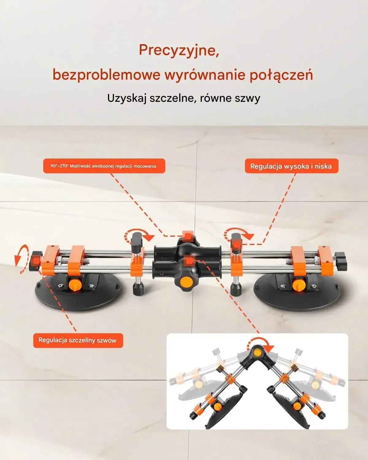 Przyssawki pozycjonujące podnośnik próżniowy zestaw 15 cm montaż szkło - obrazek 3