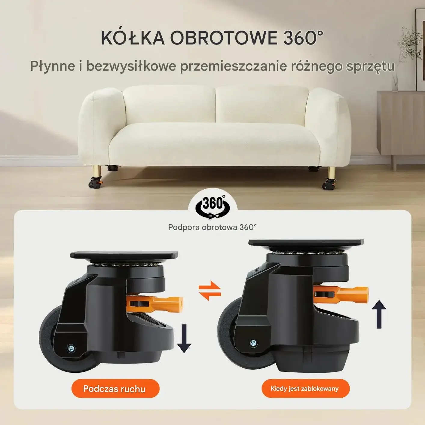 Kółka poziomujące regulowane 4 szt. obrotowe do stołu warsztatowego - obrazek 4