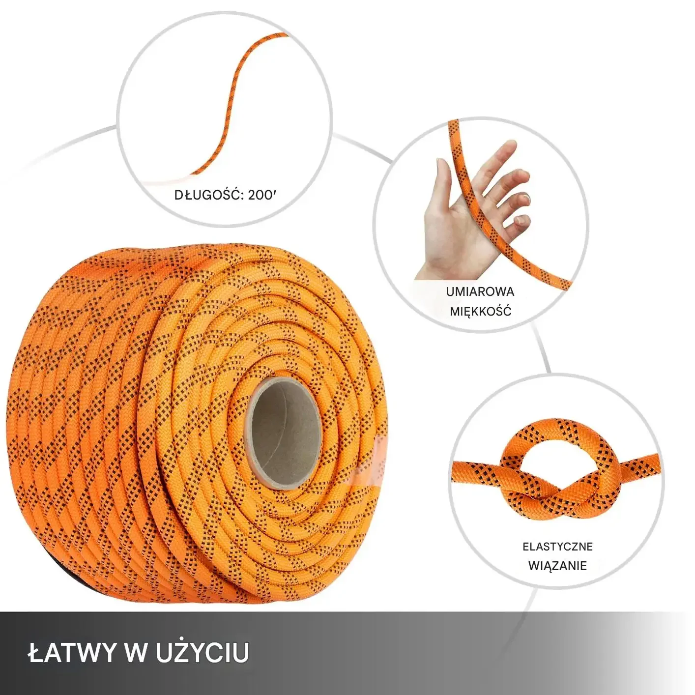 Lina poliestrowa pleciona 14mm 61m 500kg wytrzymała do żeglarstwa - obrazek 4