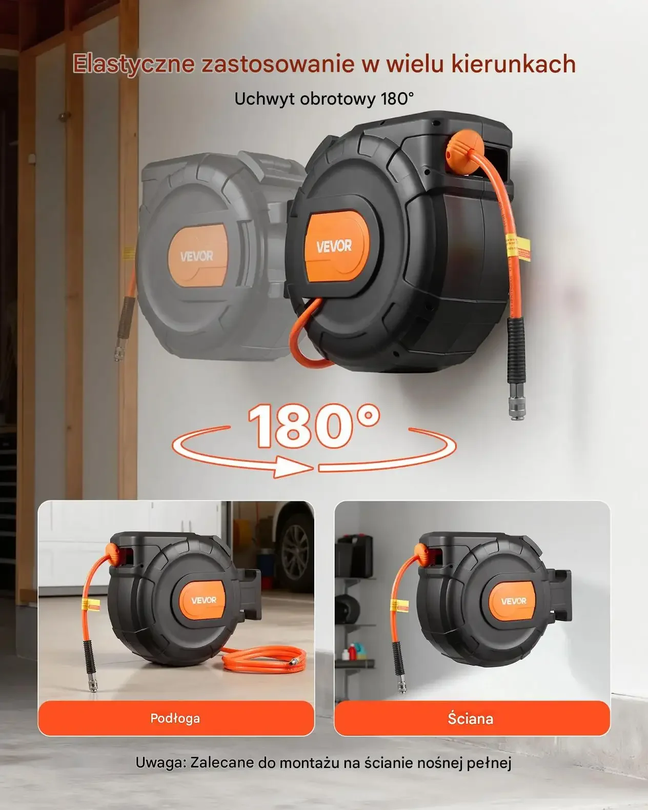 Zwijacz węża pneumatycznego 30 m 300 PSI automatyczny do warsztatu - obrazek 6