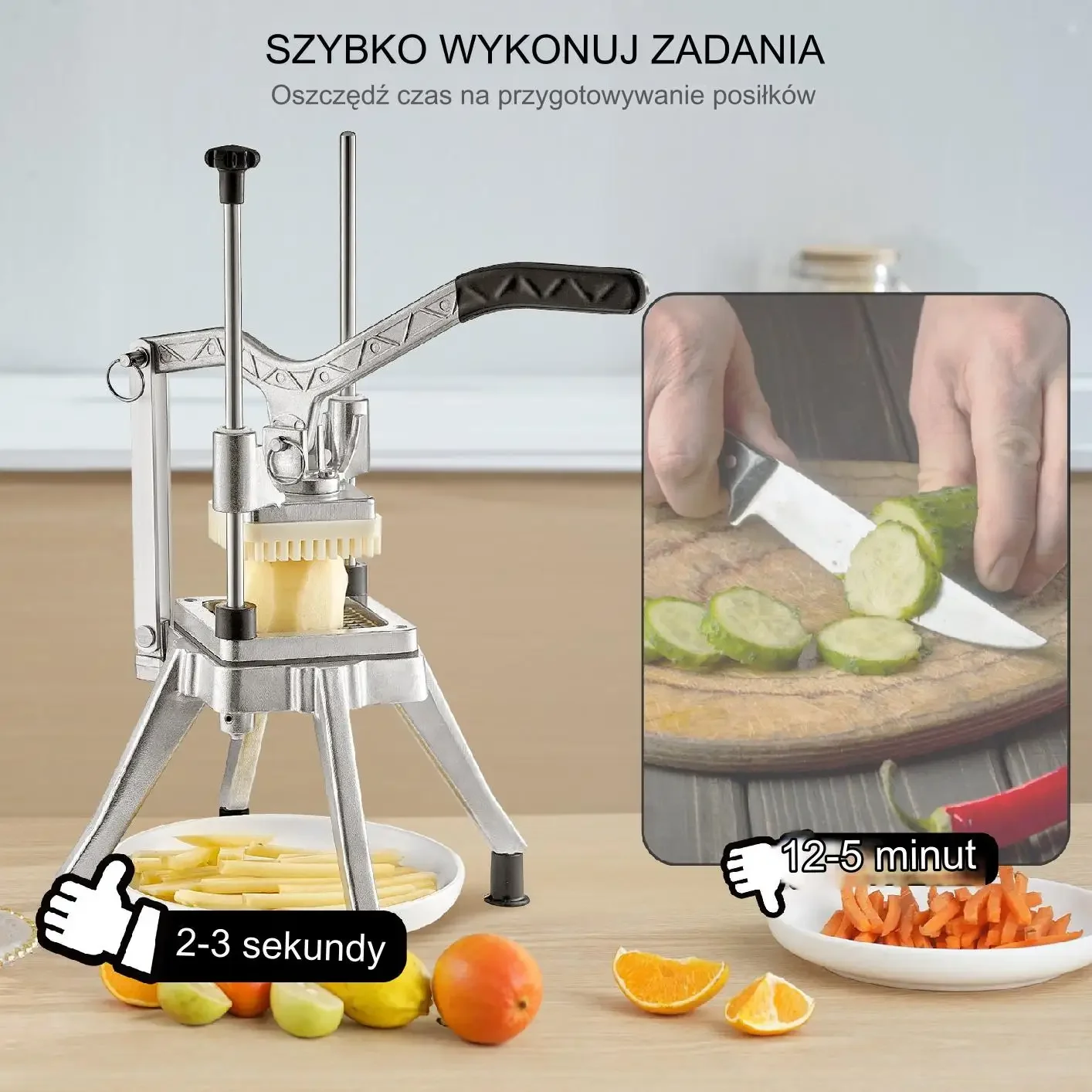 Krajalnica do frytek warzyw ręczna ostrze 6,35 mm - obrazek 5