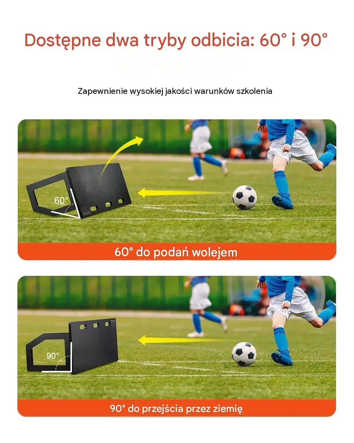 Rebounder piłkarski ścianka odbijak trenażer 100x40cm HDPE składany czarny - obrazek 2