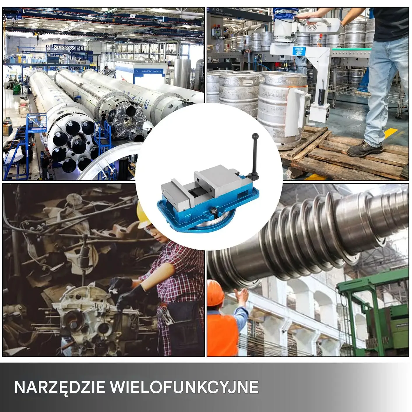 Imadło maszynowe obrotowe frezarskie wiertarskie 125 mm premium czarne BHP - obrazek 7