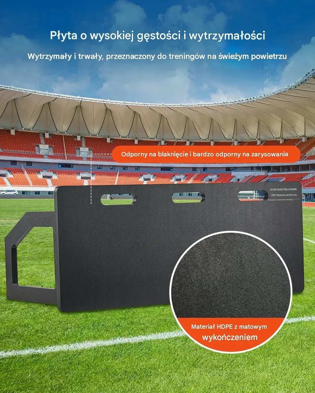 Rebounder piłkarski ścianka odbijak trenażer 100x40cm HDPE składany czarny - obrazek 3