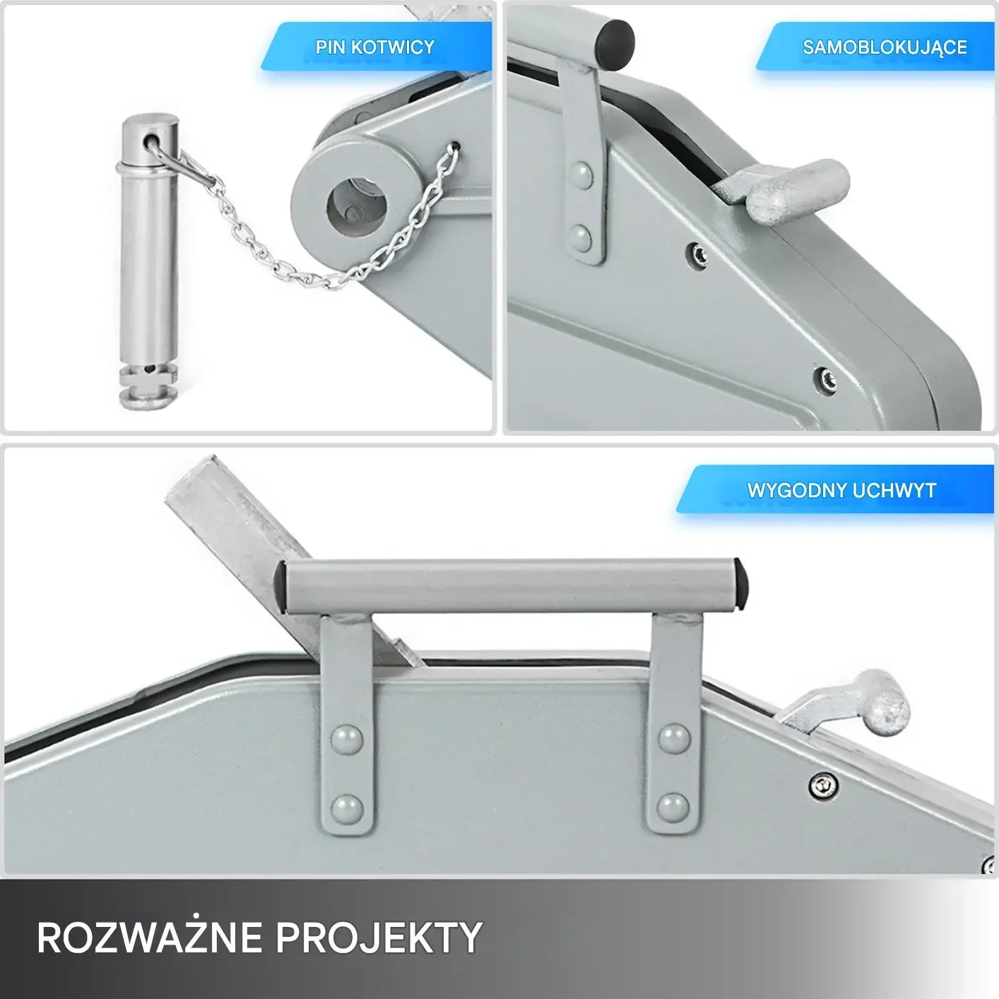 Wciągarka linowa ręczna 1,6 ton 20 m stalowa lina 11 mm mocna - obrazek 5