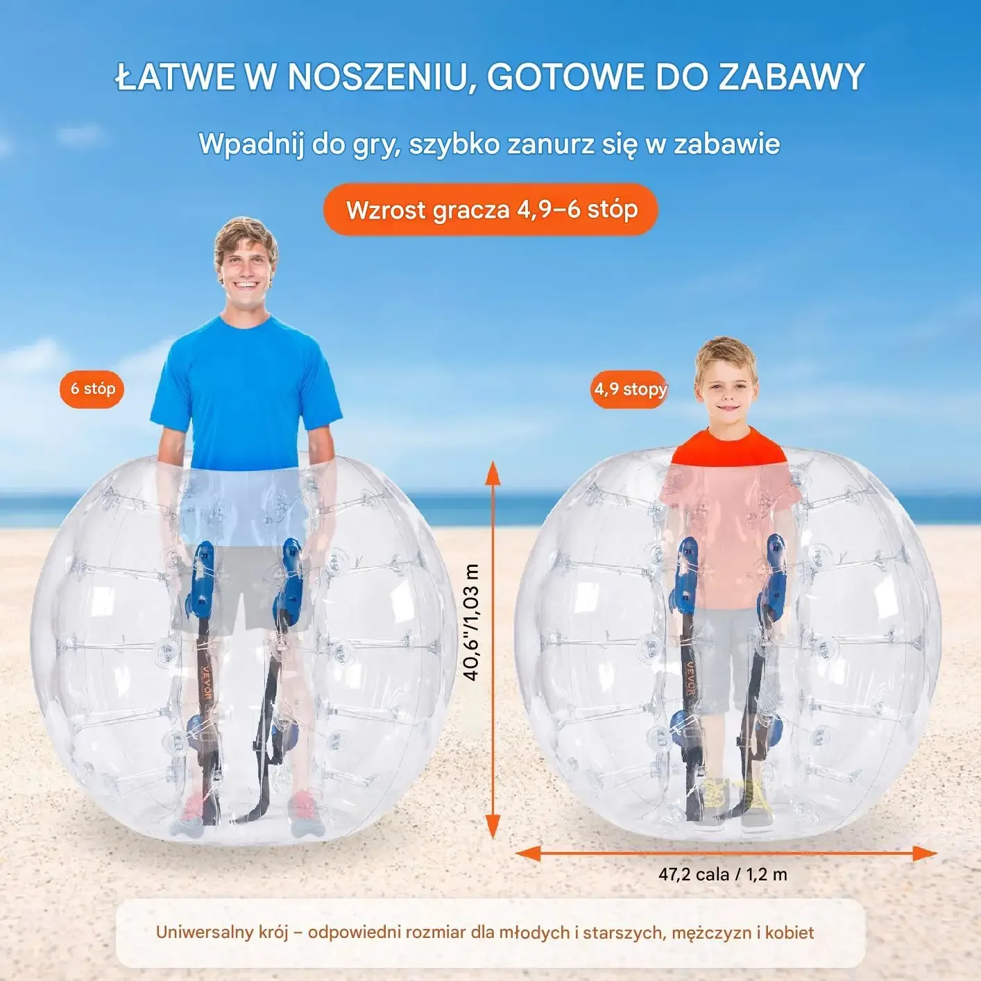 Piłka nadmuchiwana zderzak przezroczysta mocna zestaw 2 szt ogród dom BHP - obrazek 5